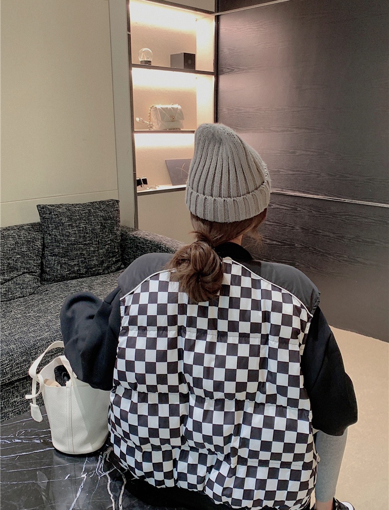 Thermal chessboard cotton coat winter vest for women
