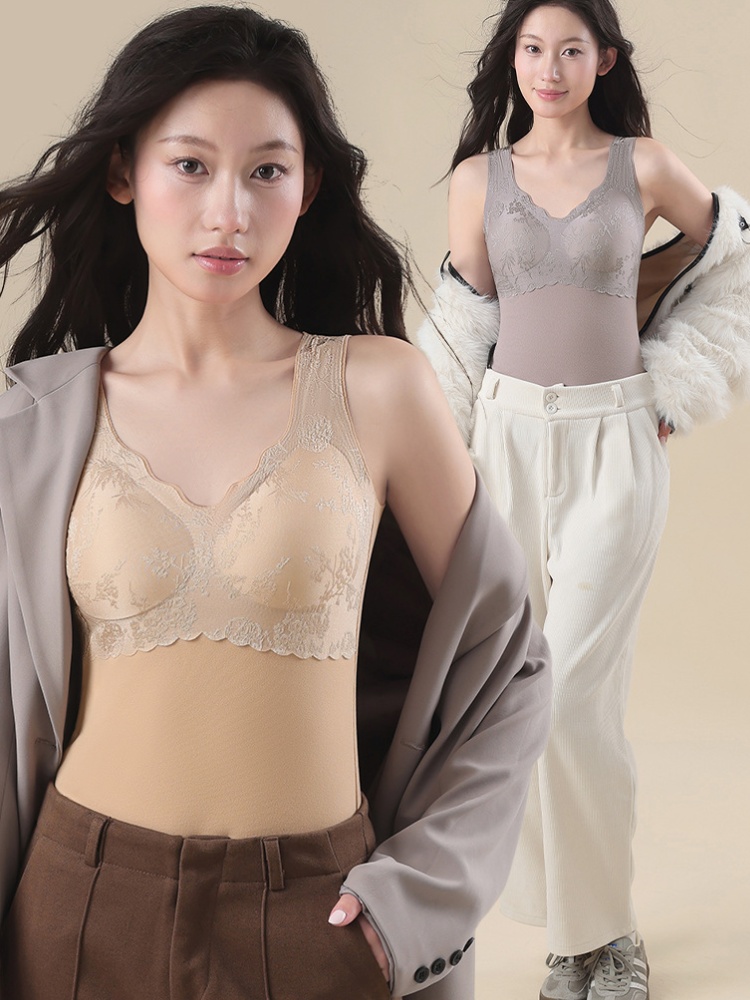 With chest pad sueding underwear sling tops for women