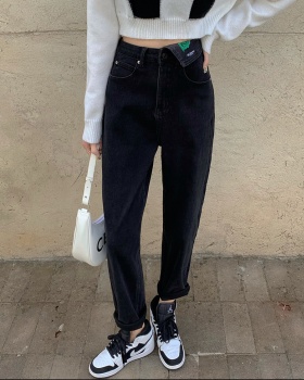 Straight pants all-match slim loose jeans for women
