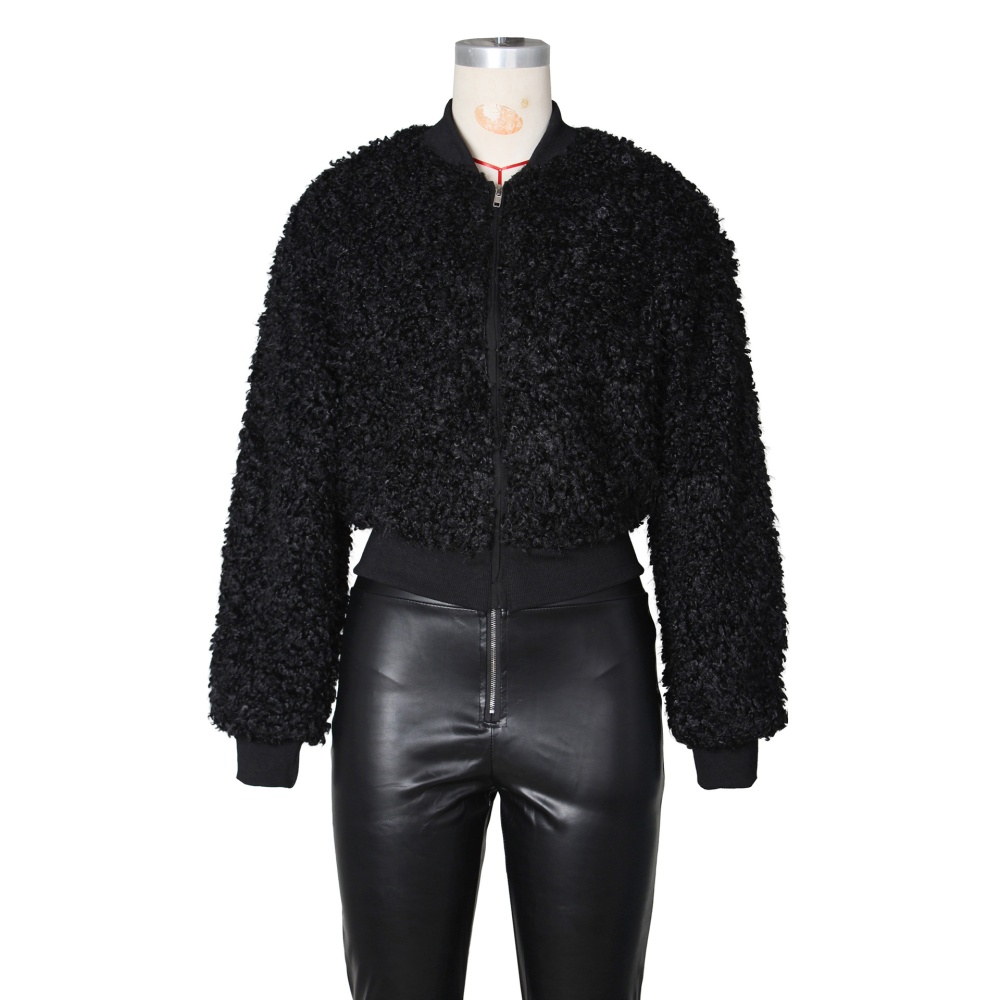 Loose short jacket plush fashion coat for women