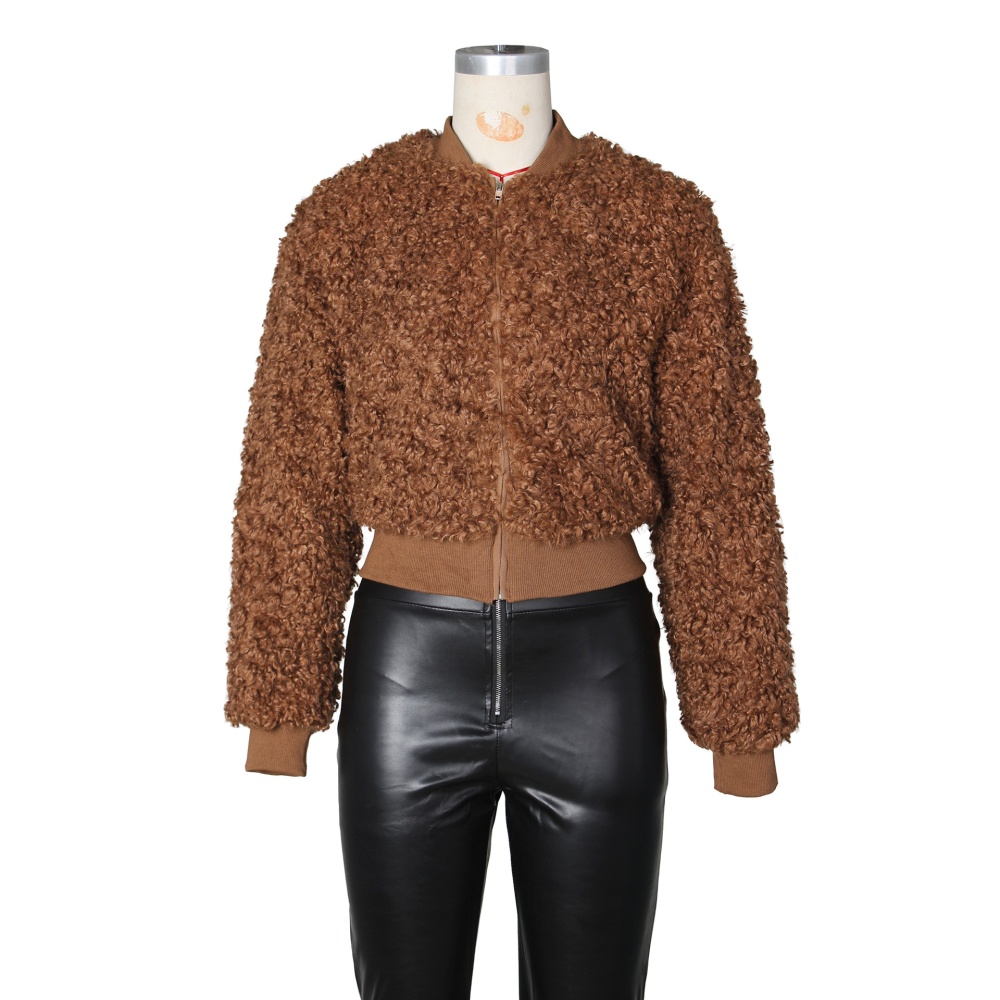 Loose short jacket plush fashion coat for women