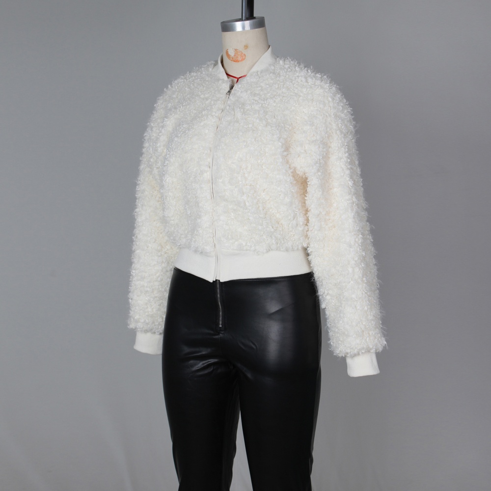 Loose short jacket plush fashion coat for women