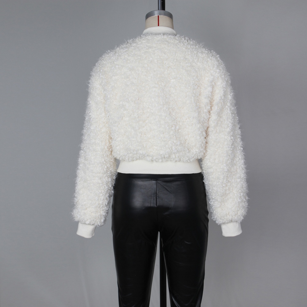 Loose short jacket plush fashion coat for women