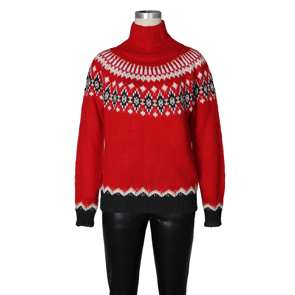 High collar mixed colors sweater fashion tops