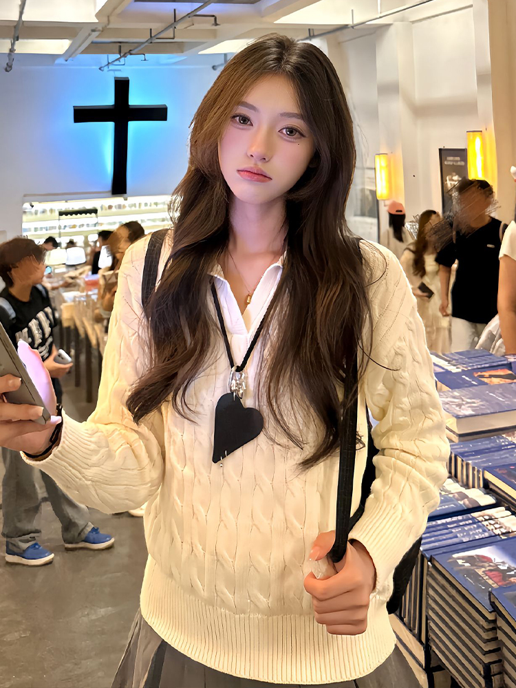 American style Casual sweater slim tops for women