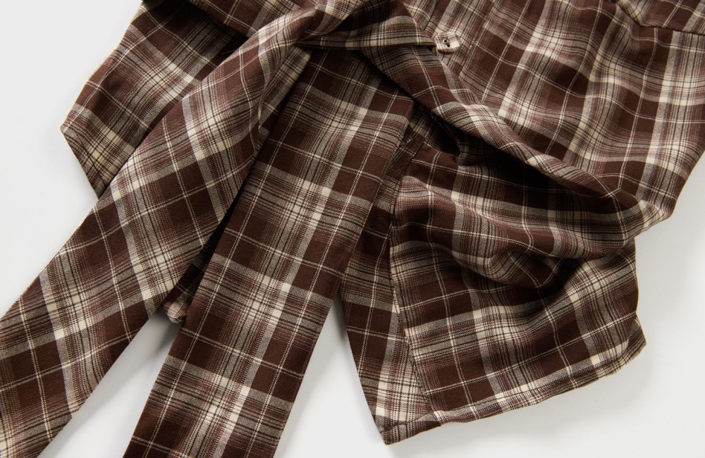 Autumn sling show young slim plaid cardigan 2pcs set