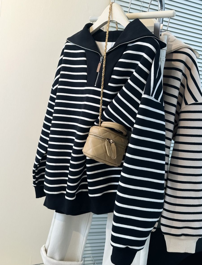 Spring and autumn hoodie half zip tops for women