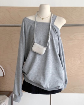 Autumn and winter strapless hoodie long sleeve tops