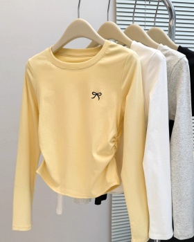 Bow T-shirt bottoming shirt for women