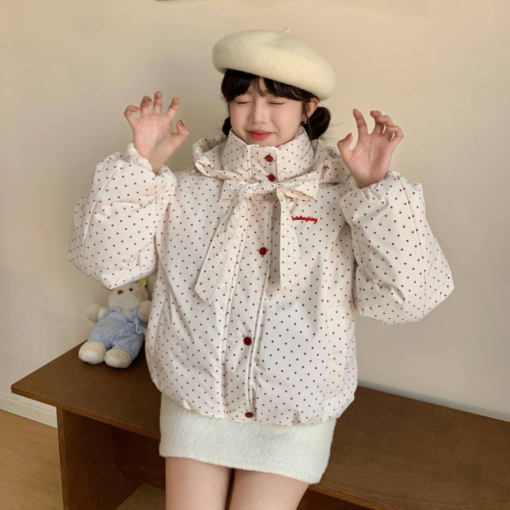 Winter cotton coat polka dot bread clothing for women