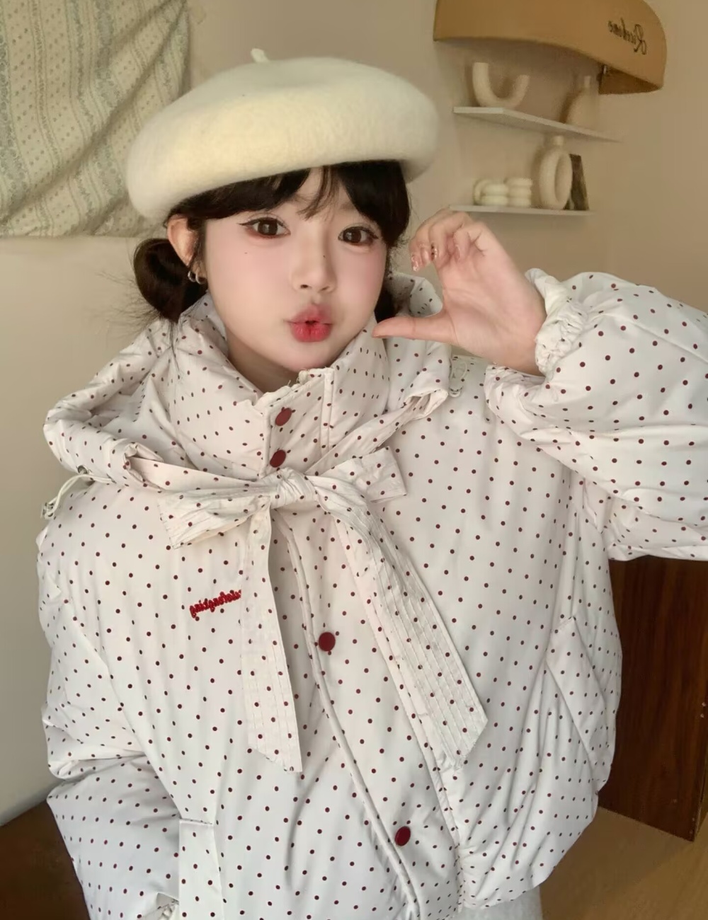 Winter cotton coat polka dot bread clothing for women