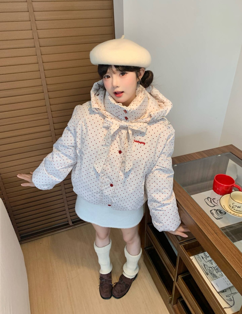 Winter cotton coat polka dot bread clothing for women