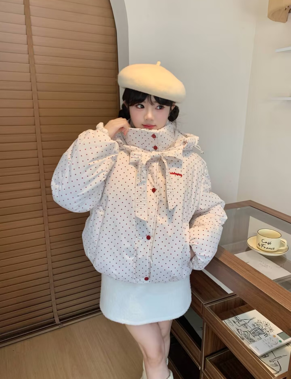 Winter cotton coat polka dot bread clothing for women