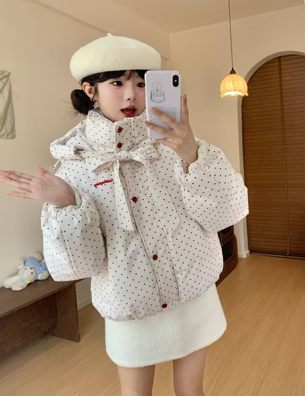 Winter cotton coat polka dot bread clothing for women