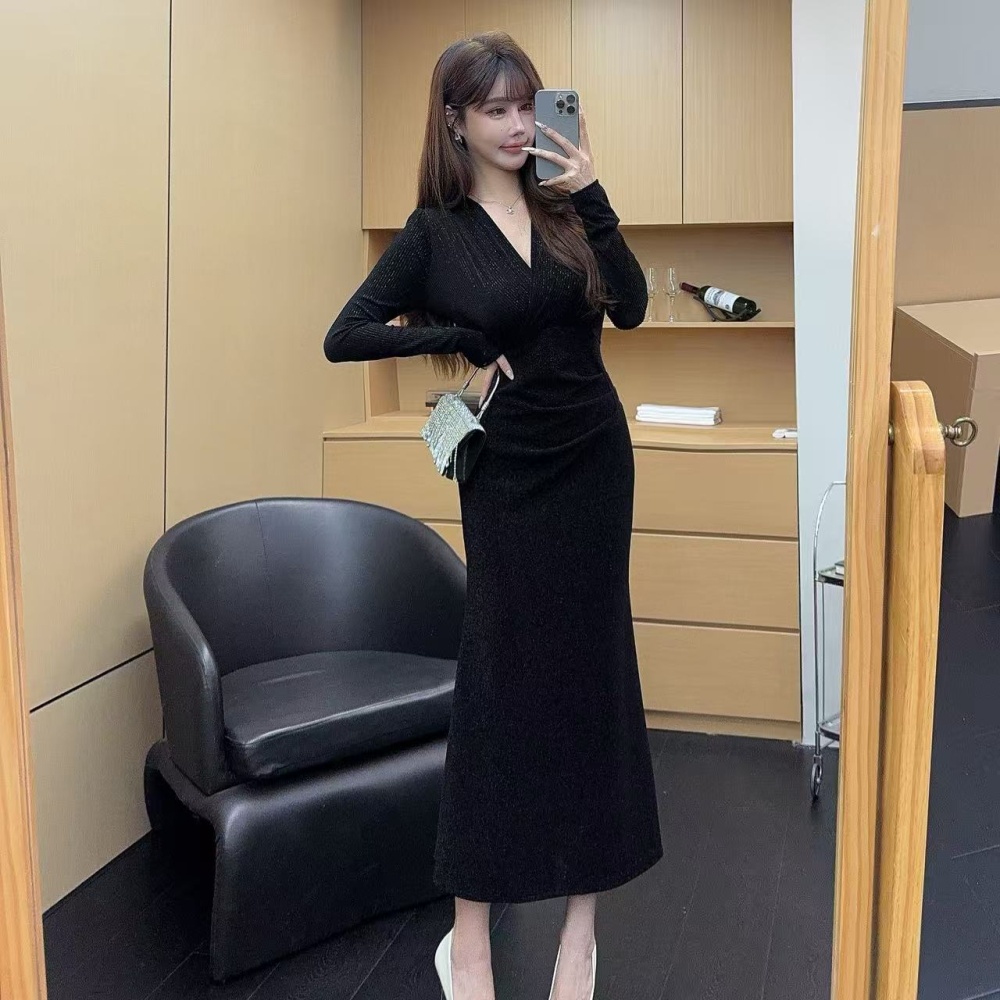 Autumn and winter package hip long dress for women