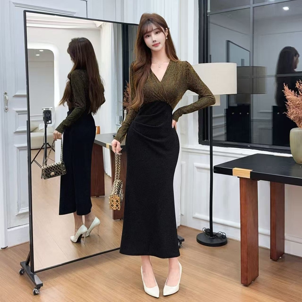 Autumn and winter package hip long dress for women