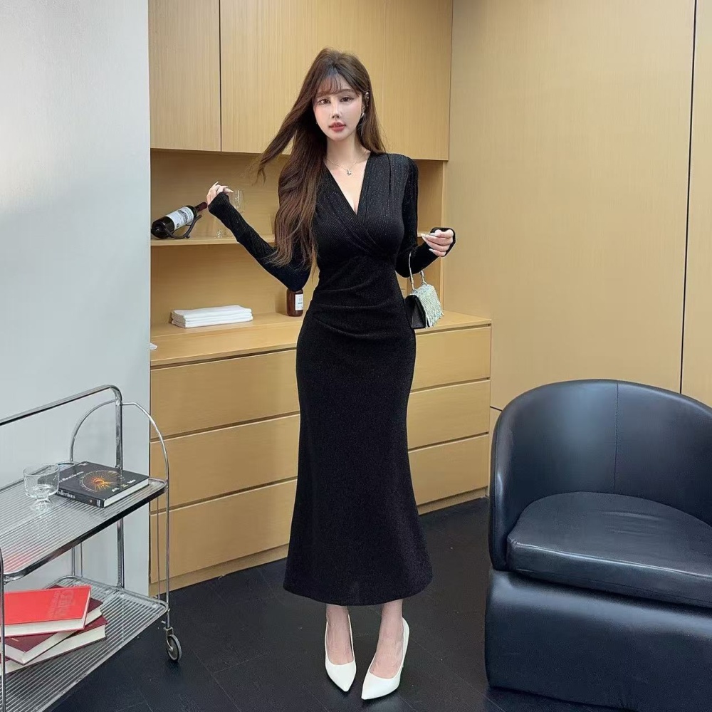 Autumn and winter package hip long dress for women