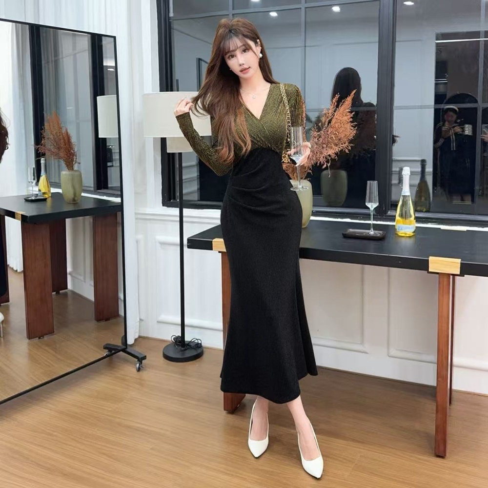 Autumn and winter package hip long dress for women