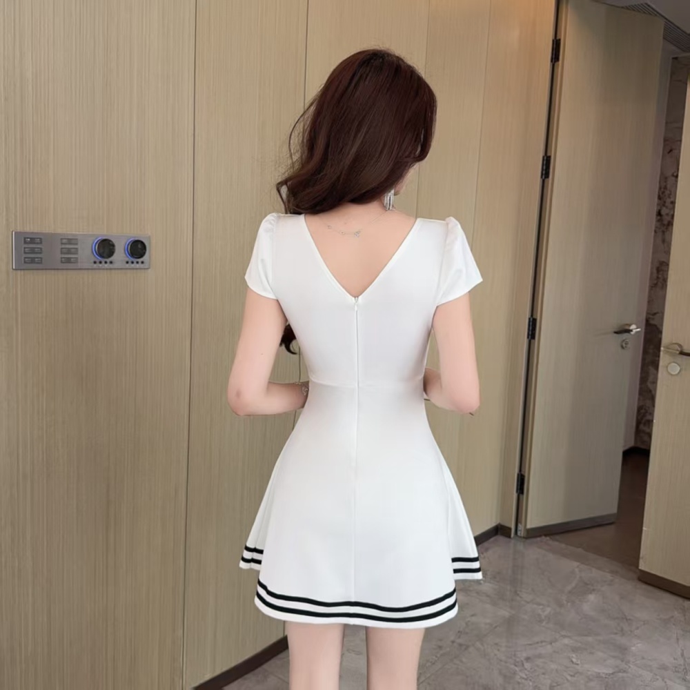 Bottoming sexy Woolen dress low-cut short work clothing