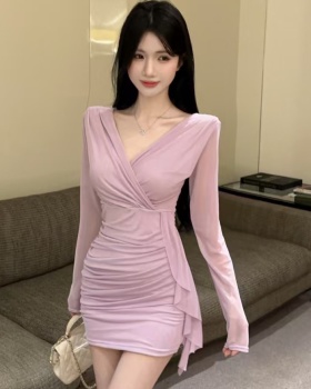 Package hip all-match T-back tassels dress