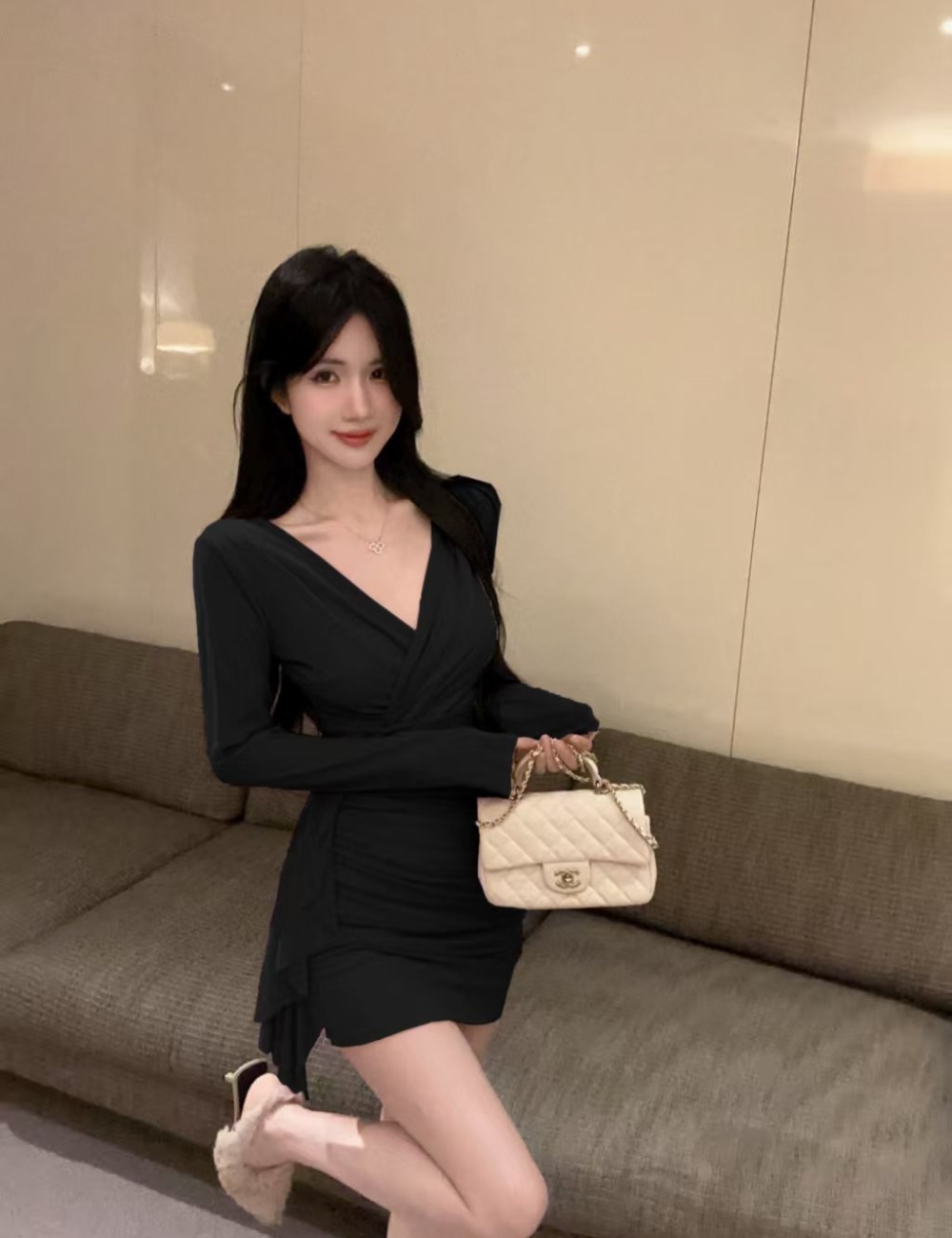 Package hip all-match T-back tassels dress