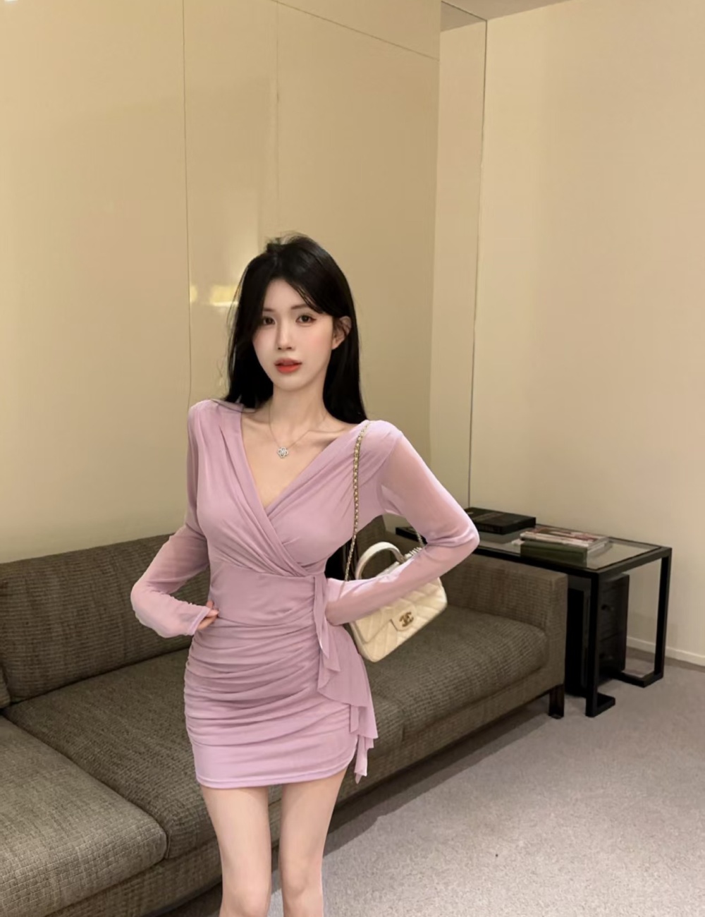 Package hip all-match T-back tassels dress