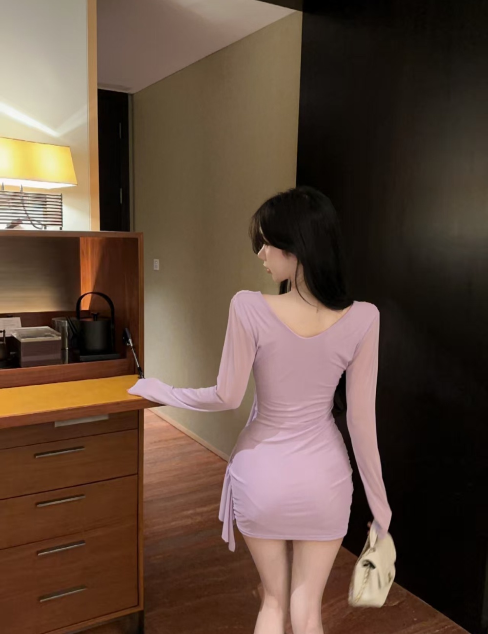 Package hip all-match T-back tassels dress