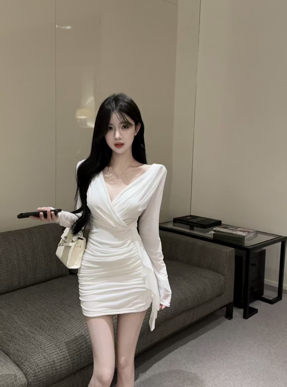 Package hip all-match T-back tassels dress