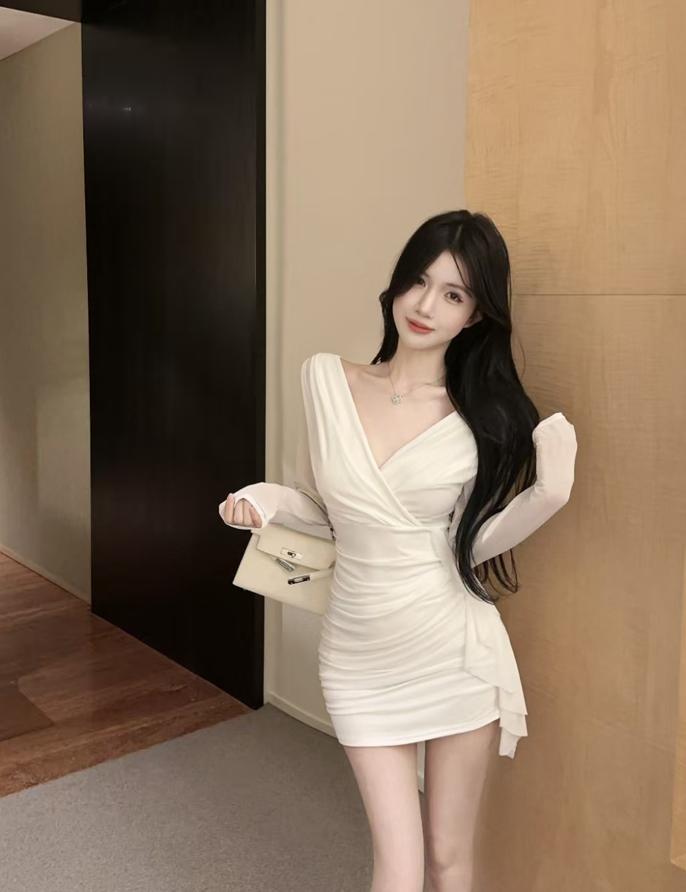 Package hip all-match T-back tassels dress