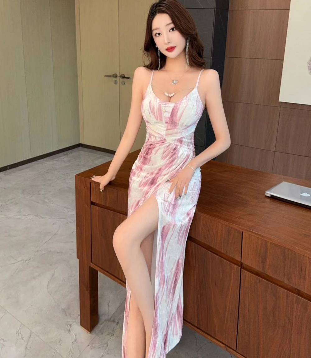 Elegant pinched waist light enticement spicegirl dress