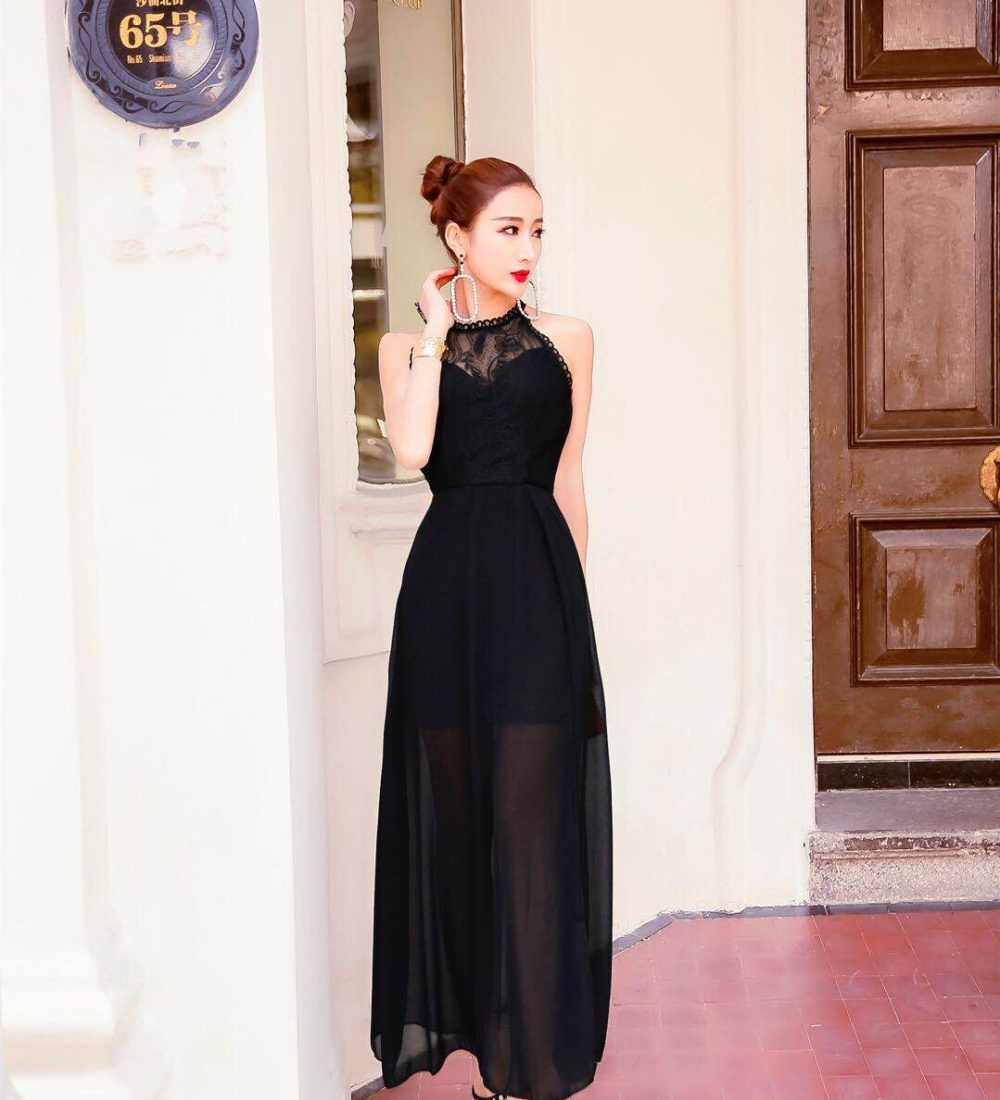 Chiffon ladies slim formal dress sexy split dress