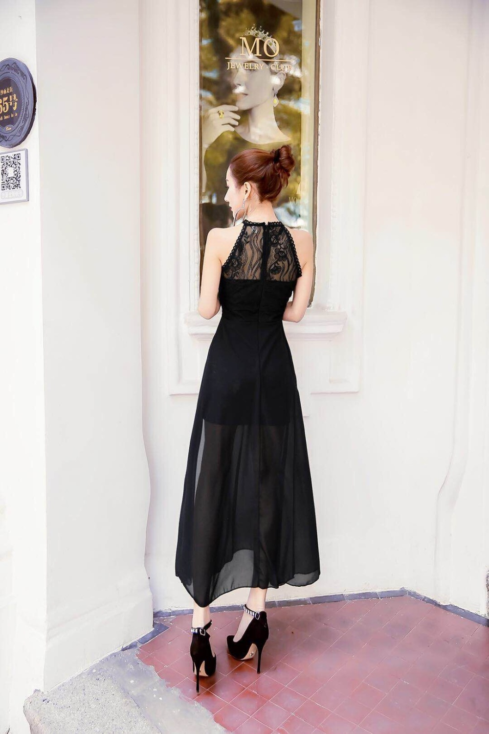 Chiffon ladies slim formal dress sexy split dress