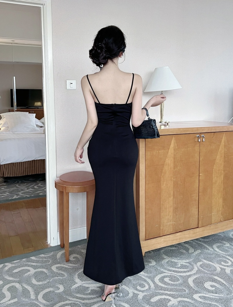 Long split dress package hip formal dress for women