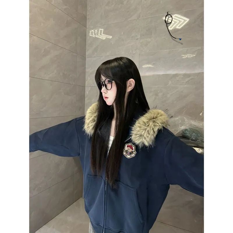 Thick loose cardigan plus velvet coat for women