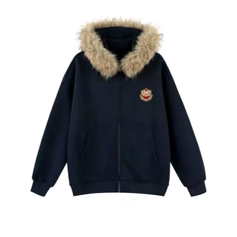 Thick loose cardigan plus velvet coat for women