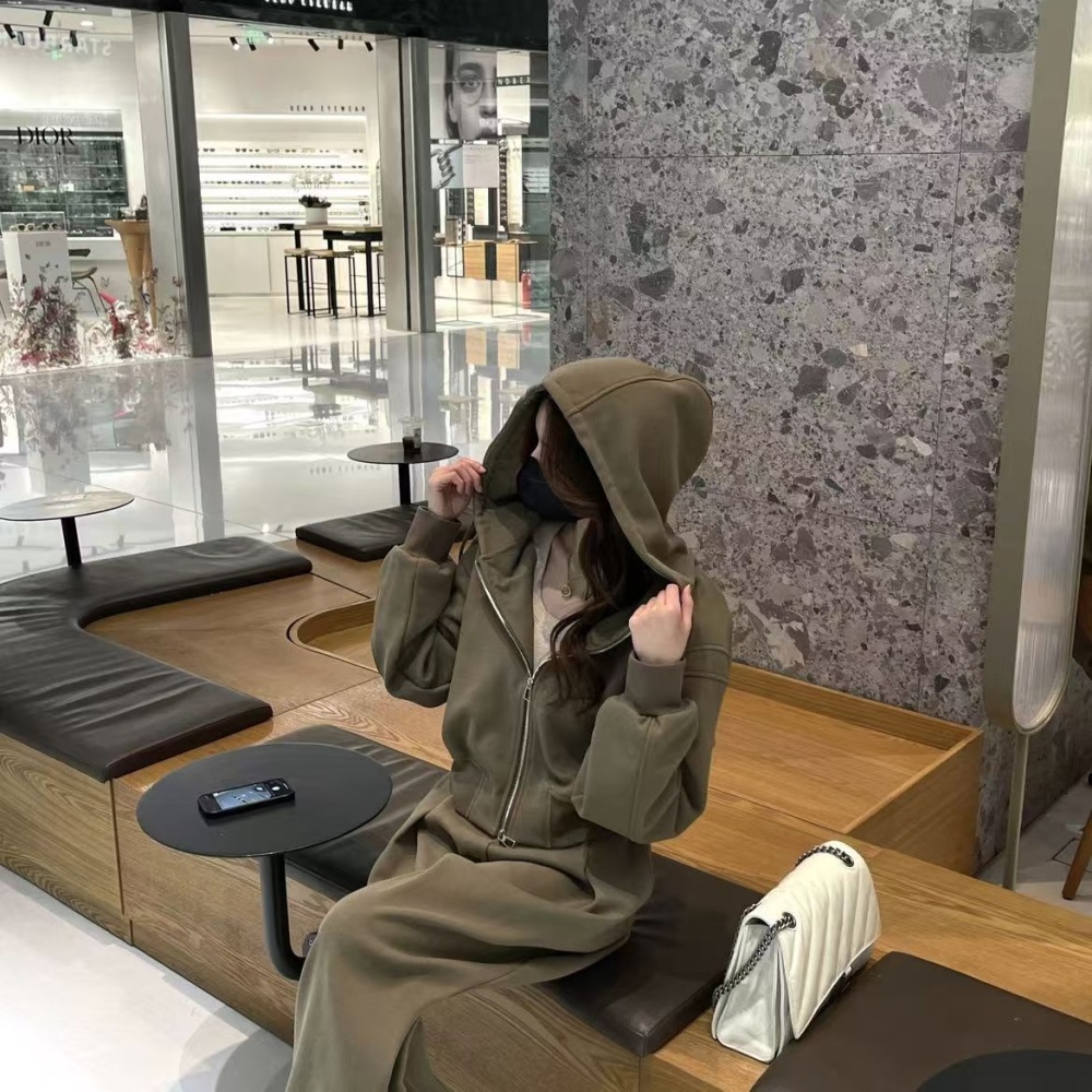 Hooded all-match wide leg pants temperament sportswear 2pcs set