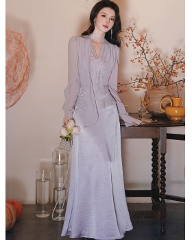 Mermaid splice long sleeve tops lace short shirt a set