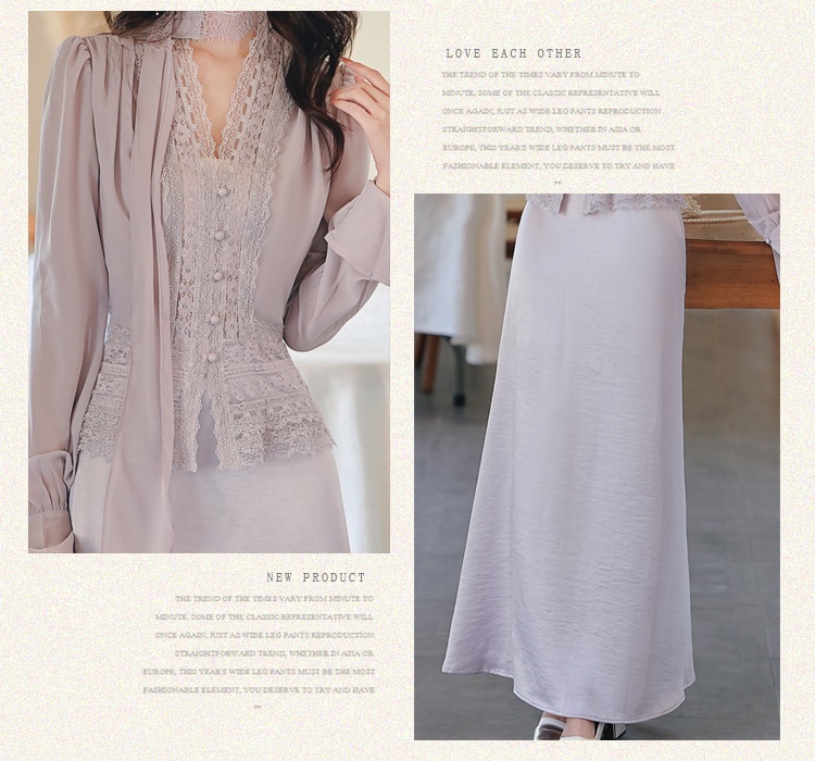 Mermaid splice long sleeve tops lace short shirt a set