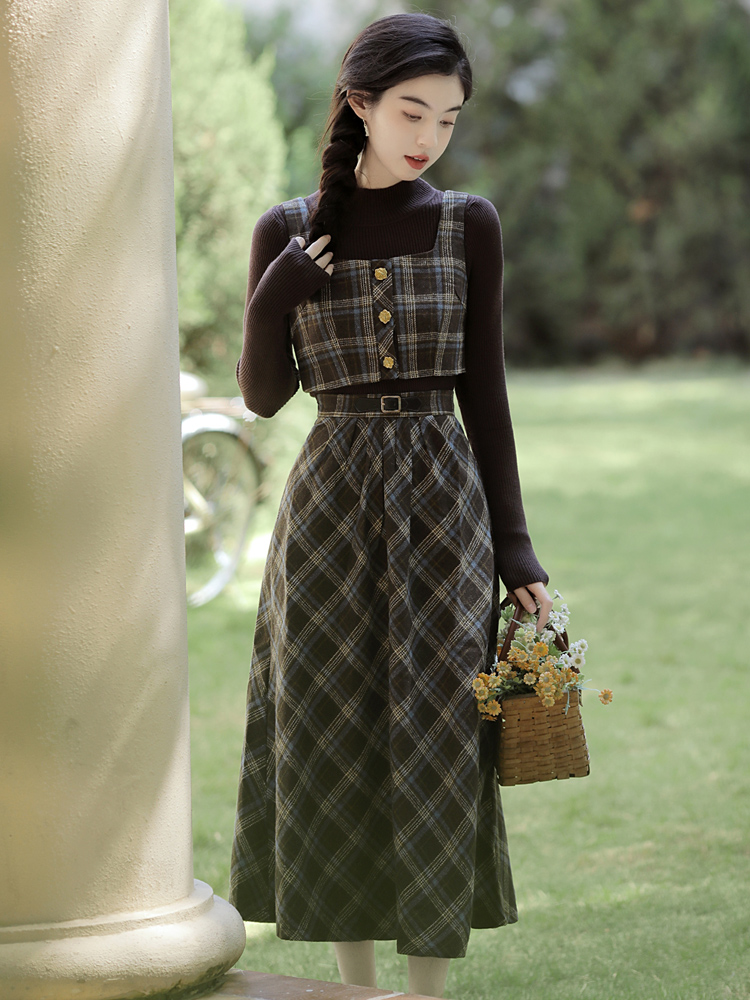 Knitted waistcoat autumn bottoming shirt 3pcs set for women