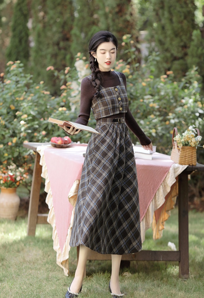 Knitted waistcoat autumn bottoming shirt 3pcs set for women