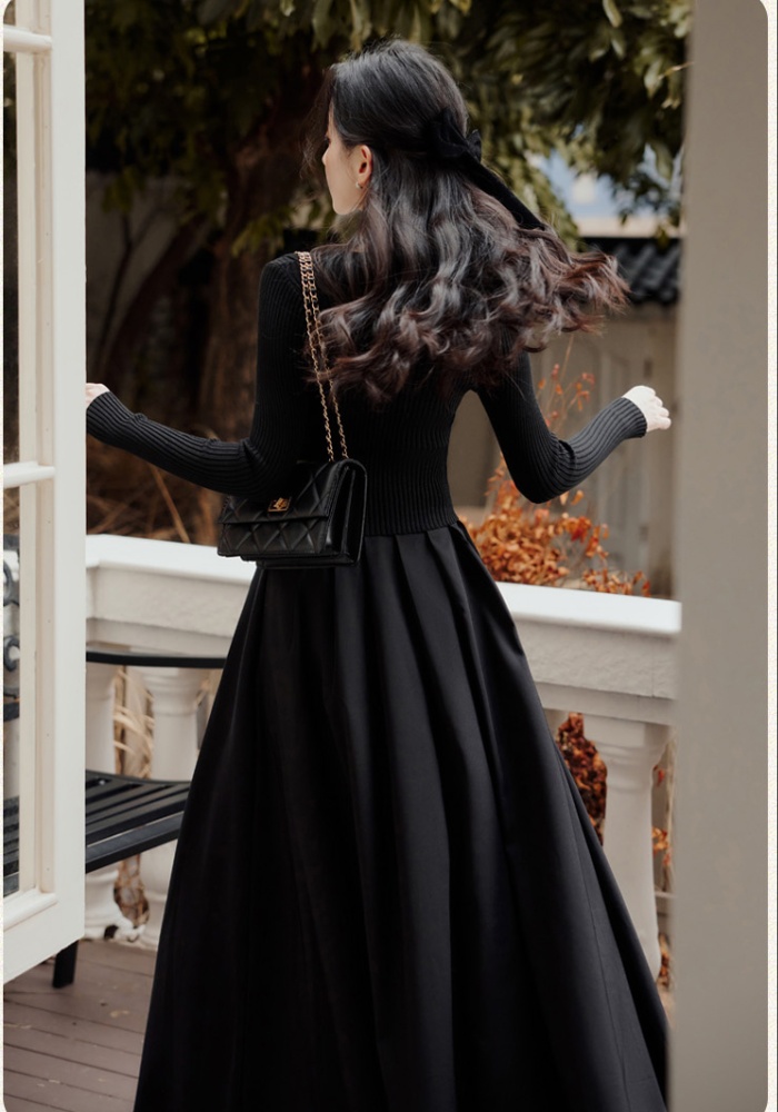 With belt long skirt autumn tops 2pcs set for women