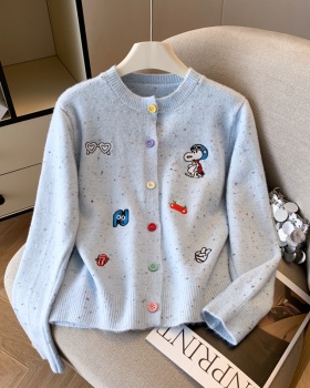 Fashion embroidery tops college style cardigan for women