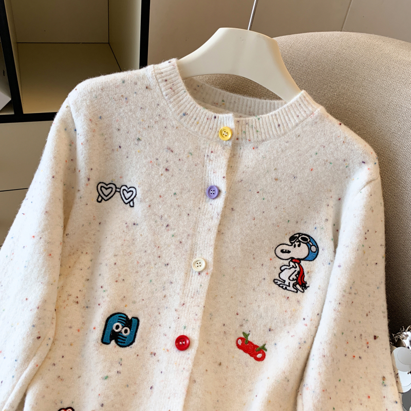 Fashion embroidery tops college style cardigan for women