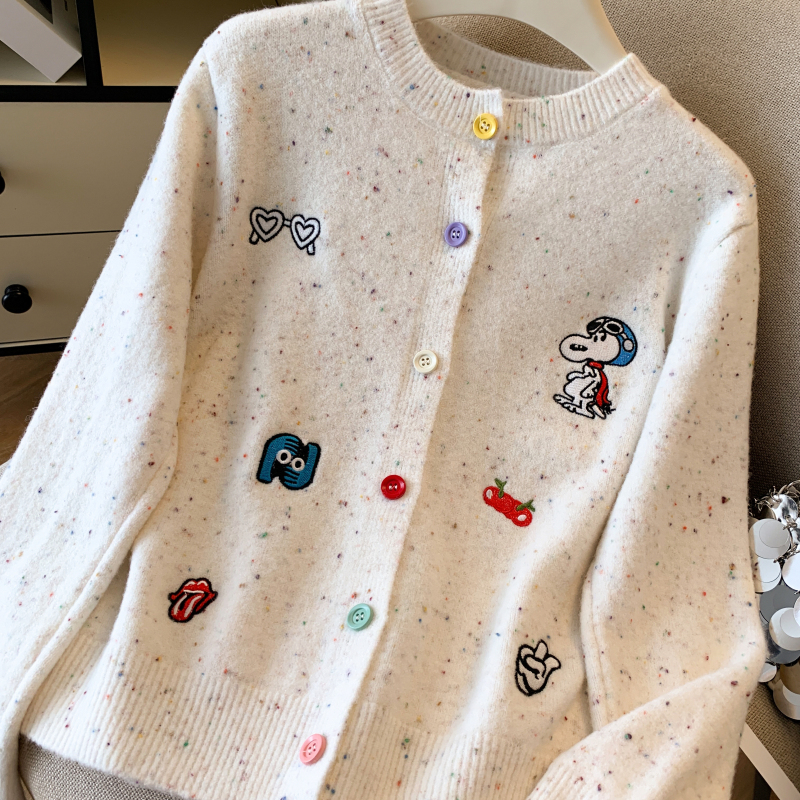 Fashion embroidery tops college style cardigan for women