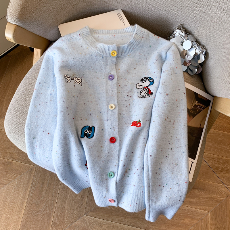 Fashion embroidery tops college style cardigan for women