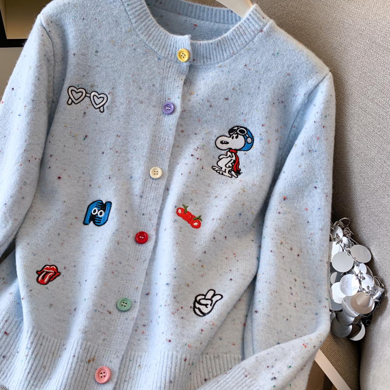 Fashion embroidery tops college style cardigan for women