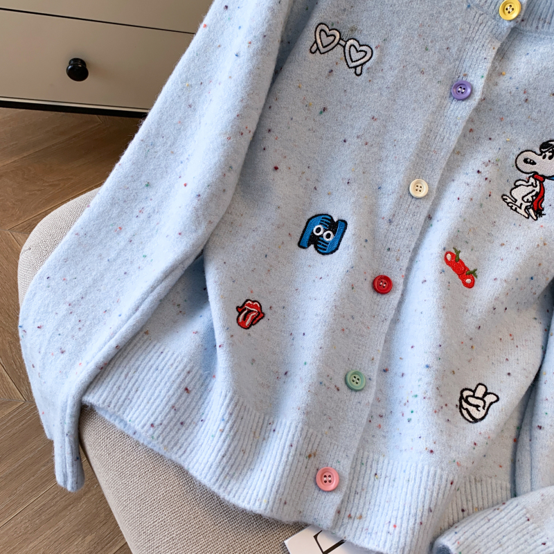 Fashion embroidery tops college style cardigan for women