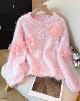 Show young bottoming shirt flowers sweater for women