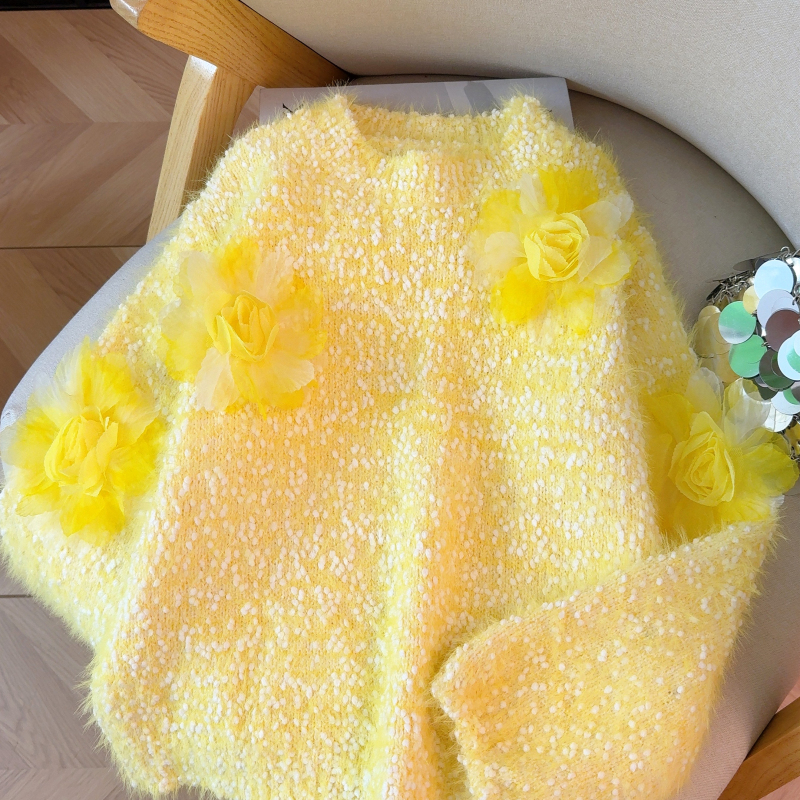 Show young bottoming shirt flowers sweater for women