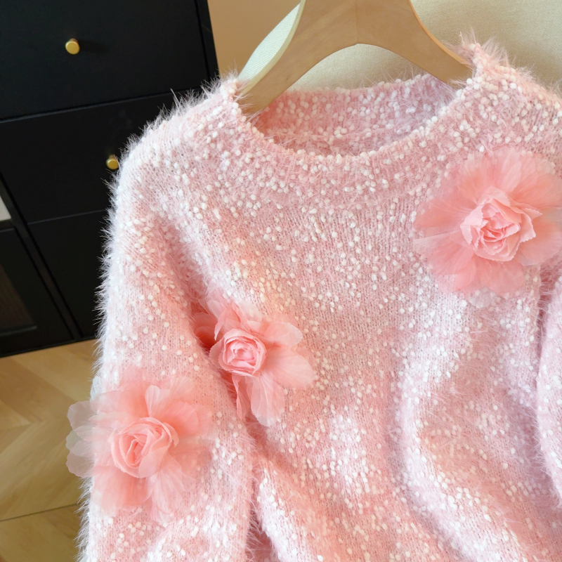 Show young bottoming shirt flowers sweater for women